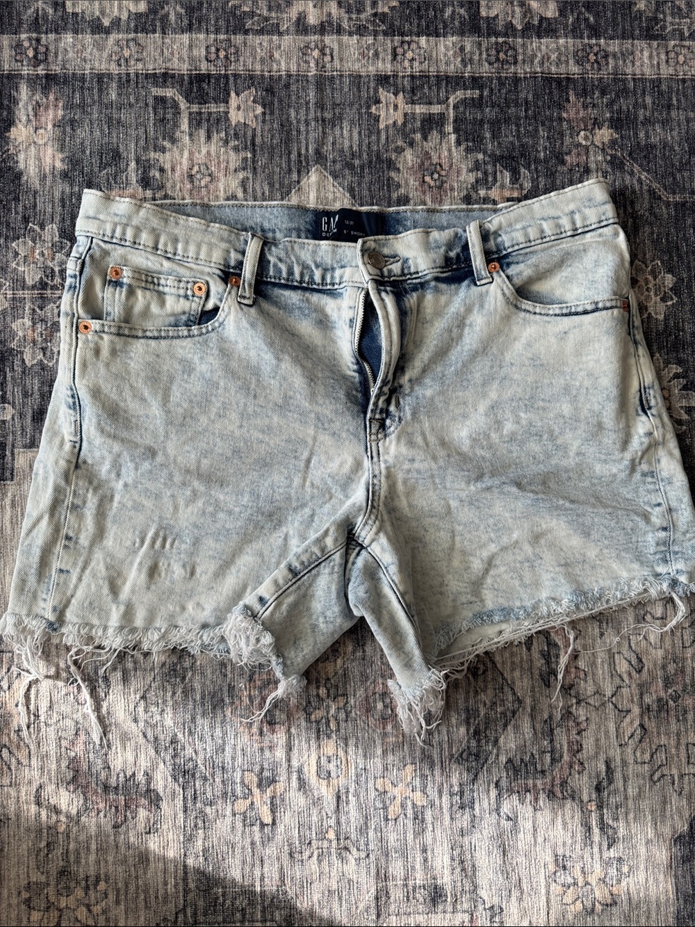 GAP Light Wash Denim Short with Frayed Hem